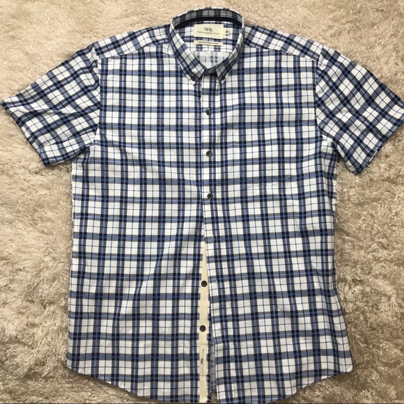 WRK Reworked Blue Plaid Short Sleeve Shirt - Picture 1 of 6